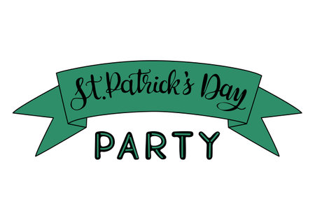 Calligraphic banner for St Patricks Day party. Irish culture concept. Vector typography design for banner, poster, card. Modern vector calligraphy isolated on white background.のイラスト素材