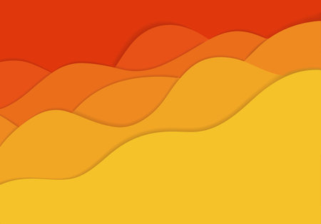 Abstract chromatic backgrounds with curves in paper cut hand made style. Vector autumn colored banners with copy space. Colorful carving art for backgroundのイラスト素材