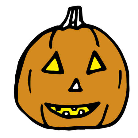 Orange pumpkin for Halloween. Vector pumpkin in Doodle style, graphicsのイラスト素材