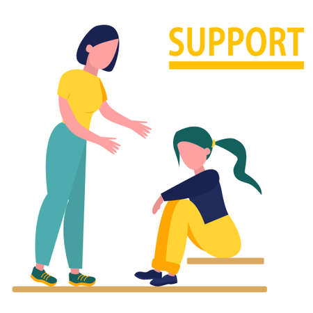 The girl gives a helping hand to another person. The concept of supportのイラスト素材