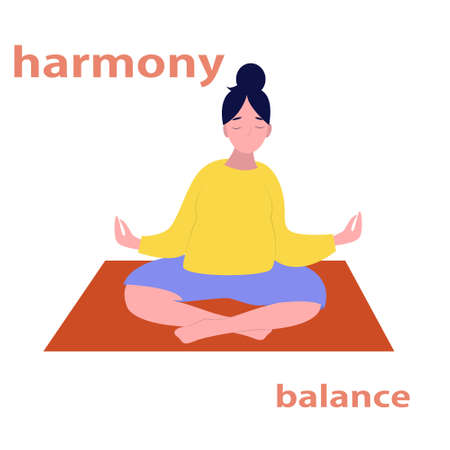 girl in harmony with herself, meditation, breathing practicesのイラスト素材