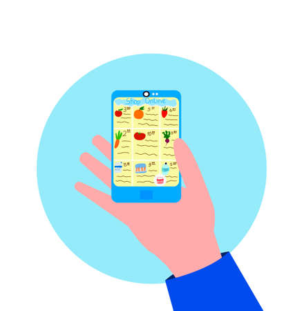 order products online. Shop online without leaving your home. The concept of working onlineのイラスト素材