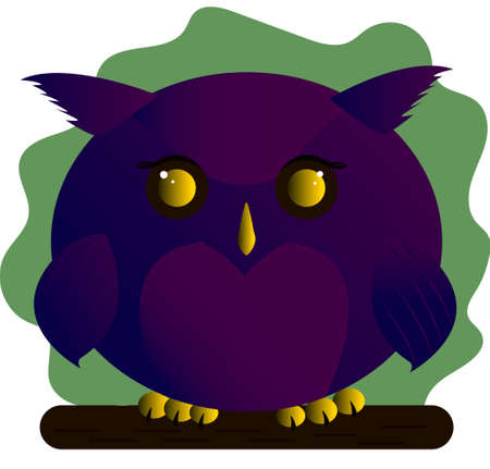 Purple owl.Cartoon character. Vector illustration showing a cute birdのイラスト素材