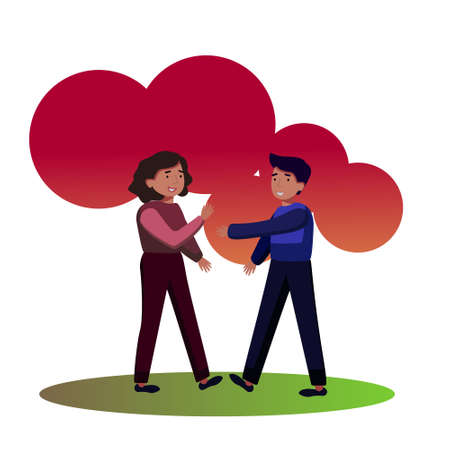 The boy and girl met. Vector illustration. Abstract Characters not tied to the situationのイラスト素材
