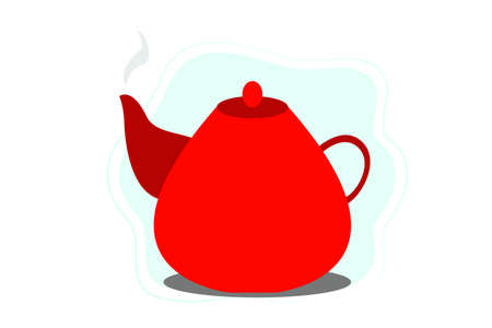 Red Kettle icon in a flat style. Sign design. Vector illustration isolated on white backgroundのイラスト素材