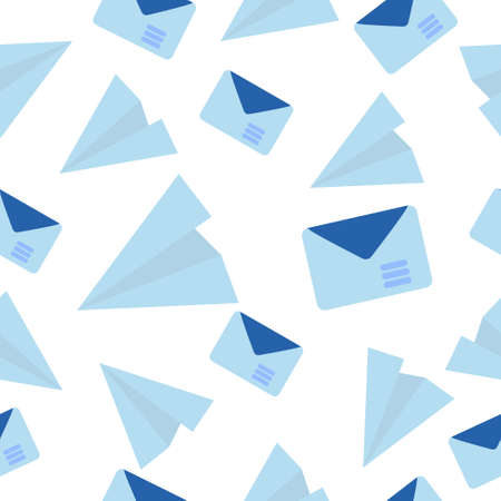 Seamless pattern with envelopes and a paper airplaneのイラスト素材