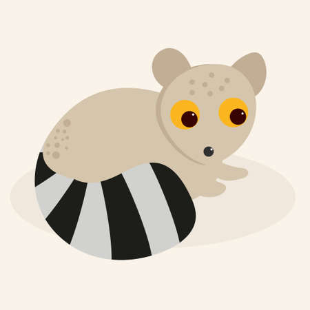 Small cute lemur hand-drawn in simple style, vector illustration for children's book, greeting card
