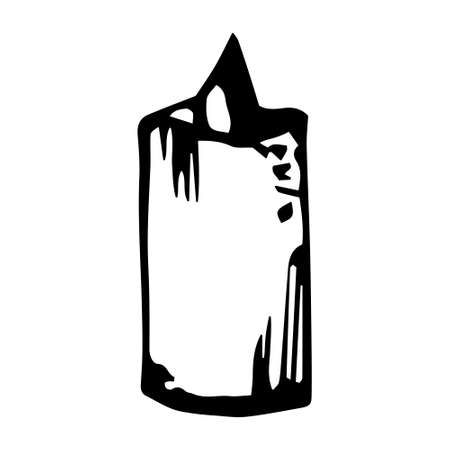Single hand drawn candle for children's illustration. Doodle vector illustration. Isolated on a white background, black and white graphicsのイラスト素材