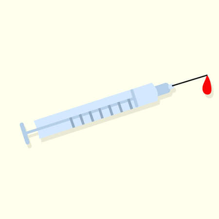 Medical syringe icon Illustration. Single hand drawn Doodle vector illustration. Isolated on backgroundのイラスト素材