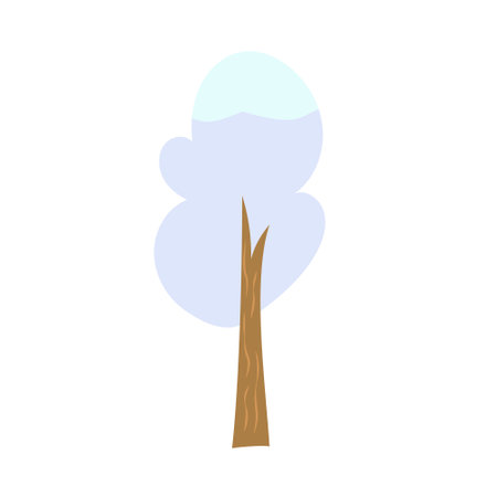 vector tree in winter with a snow cap isolated on a white backgroundのイラスト素材