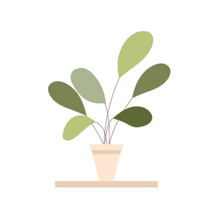 home flower with green leaves in a pot. Flat vector illustrationのイラスト素材