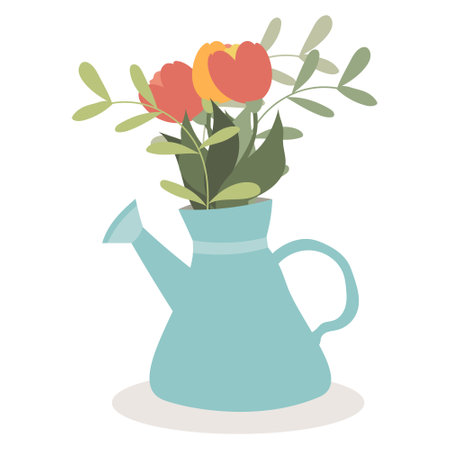 Vector illustration with a beautiful bouquet in the wateringのイラスト素材