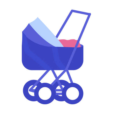 Blue Vector stroller isolated on white backgroundのイラスト素材