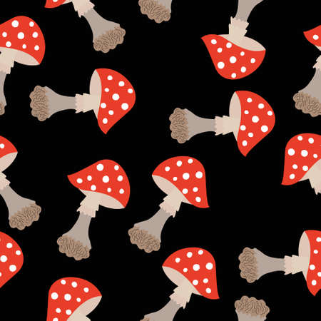 Vector seamless pattern with fly agarics for fabric, textilesのイラスト素材