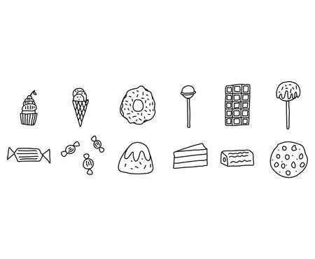 Food doodles icons hand drawn objects and symbolsのイラスト素材