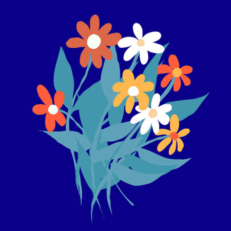 cute bouquet of wildflowers. postcard with flowersのイラスト素材