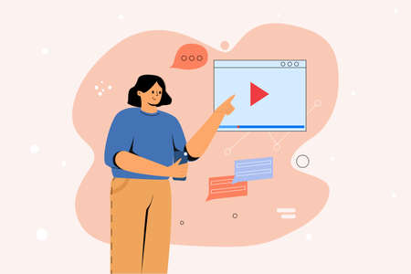 The girl includes video, modern technology. A girl with a phone in her hands, remote controlのイラスト素材