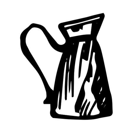 Black and white hand-drawn pitcher in sketch styleのイラスト素材