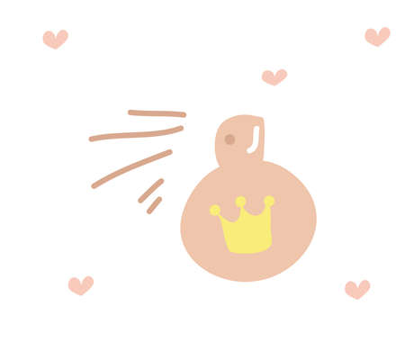 Hand-drawn perfume in the doodle style. Simple drawing, perfume, crownのイラスト素材