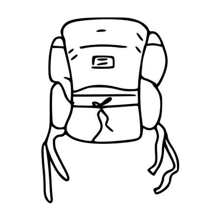 Hiking backpack icon drawn with a contour. A backpack drawn by handのイラスト素材
