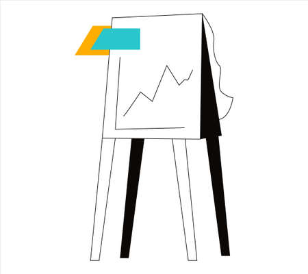 Flipchart. On a white background with a graph. Business illustration, analytics, final chart. Flat illustratのイラスト素材