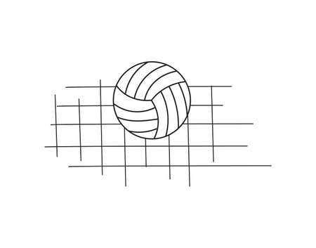 The ball flies into the volleyball net. Ball Icon. Vector illustrationのイラスト素材