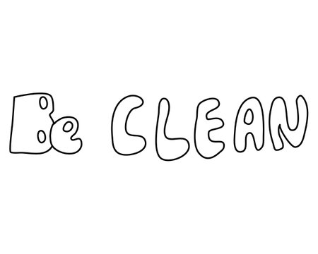 The word to be clean is drawn by hand with an outline.のイラスト素材