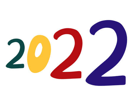 Cartoon vector illustration 2022 by hand. New Year in numbers in doodle style