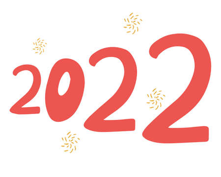 2022 hand drawn inscription. New Yearのイラスト素材