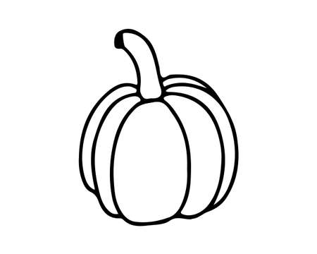 Pumpkin drawn with a black line, icon, doodleのイラスト素材