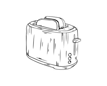 Toaster drawn with a black line, icon, doodleのイラスト素材