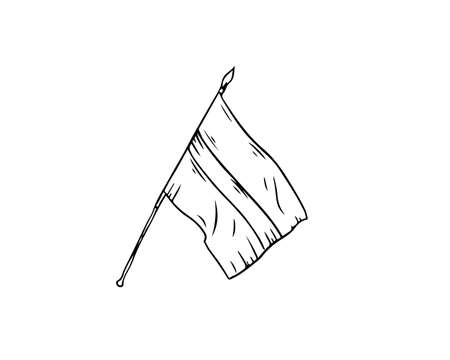 Flag drawn with a black outline. icon, doodleのイラスト素材