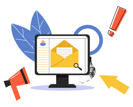 An open letter on a computer monitor. An important, urgent letter. Email, workのイラスト素材