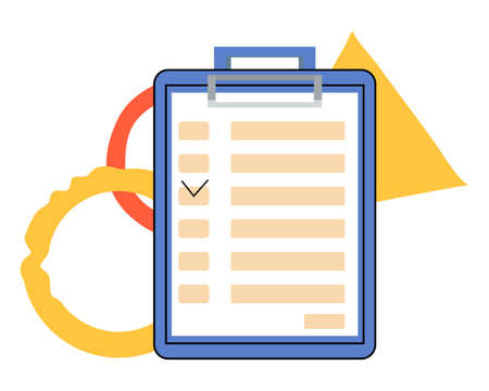 Clipboard with ticked boxes. Tablet for documents