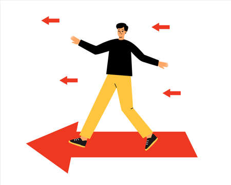 The man is flying on the arrow. The concept of going to the goalのイラスト素材