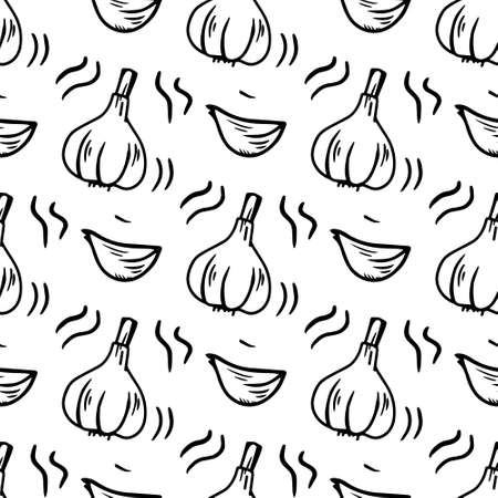 Vector seamless pattern with garlic. Vector graphicsのイラスト素材