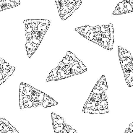Vector seamless pattern with pizza slices. Vector graphicsのイラスト素材