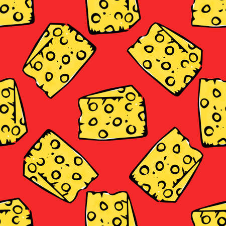 Vector seamless pattern with cheese . Pattern for fabric, wallpaper, paper, clothesのイラスト素材