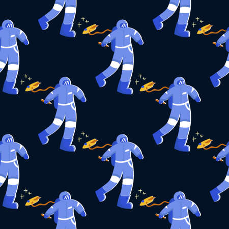 Vector seamless pattern with astronauts . Pattern for fabric, wallpaper, paper, clothesのイラスト素材
