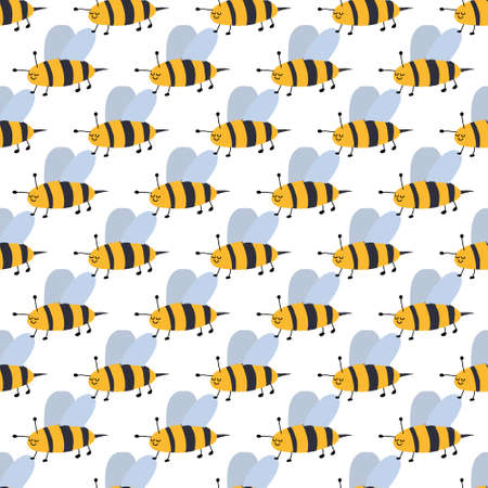 Vector seamless pattern with bees . Pattern for fabric, wallpaper, paper, clothesのイラスト素材