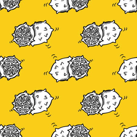 Vector seamless pattern with kiwano . Vector graphicsのイラスト素材