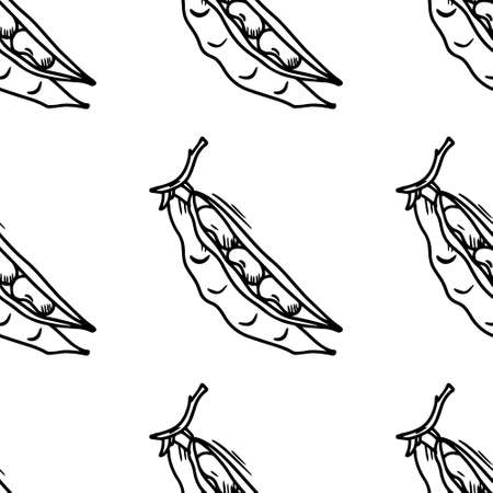 Vector seamless pattern with bean pods. Vector graphicsのイラスト素材