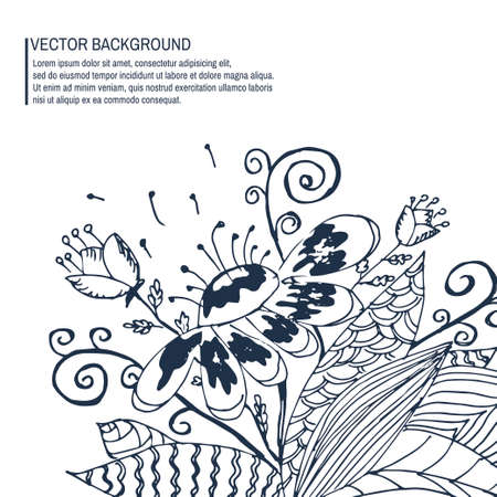 Sketch of flowers by hand on an isolated watercolor background. Vectorのイラスト素材