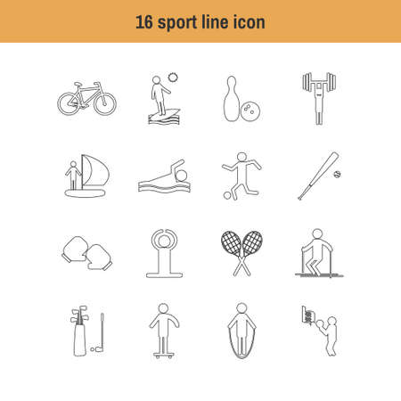 isolated sport icons in line design with long shadows for your design. Vectorのイラスト素材