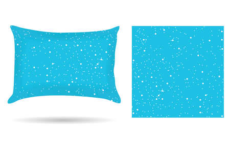 Decorative pillowcase pillow in the style of abstract winter blue background. Isolated on white.