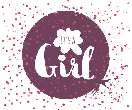Beautiful confetti poster with quotes lettering its a girl. Vector illustrationのイラスト素材