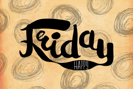 Motivational retro poster with a lettering with a quote about the weekend and happy Friday. Vector illustrationのイラスト素材