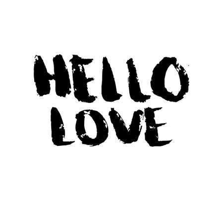 Stencil lettering quotes hello love isolated on a white background. Vector illustrationのイラスト素材