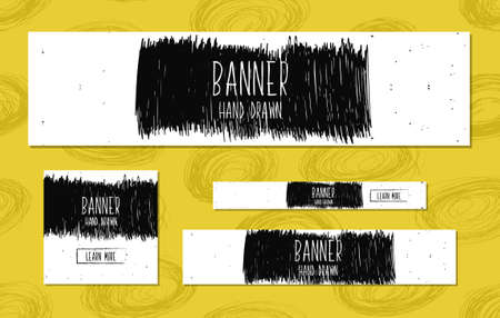 Set of Web Banners Templates hand drawn modern style for the design of web sites and online shops. Vector illustrationのイラスト素材