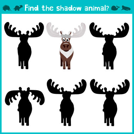 Educational children cartoon game for children of preschool age. Find the right shade of reindeer. Vector illustrationのイラスト素材